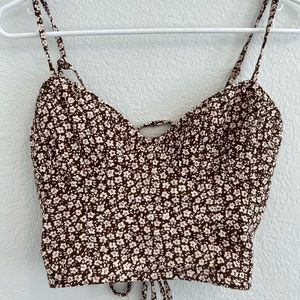 Adjustable Brown Flower Top